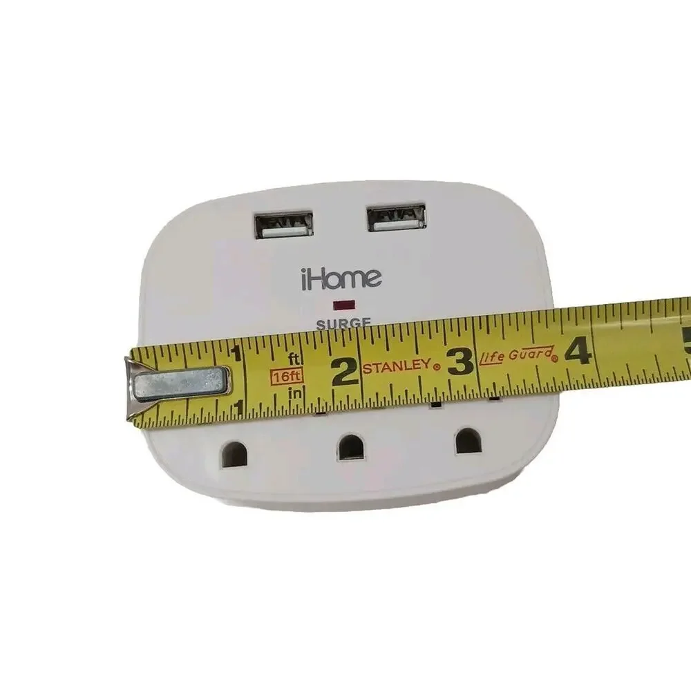 iHome 3 Outlet Smart Surge Protector IVORY 3 Prong Ivory Office Home Work Works!